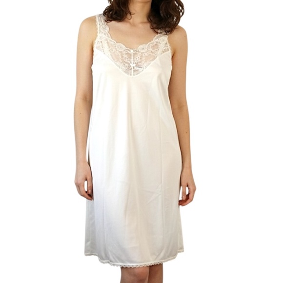 Vintage 80s 90s French Maid for Eaton Canada ivory white lace full slip 36 - Picture 4 of 15